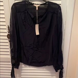 NWT Rebecca Taylor  Long Sleeve silk Blouse with Textured Fabric  size 10